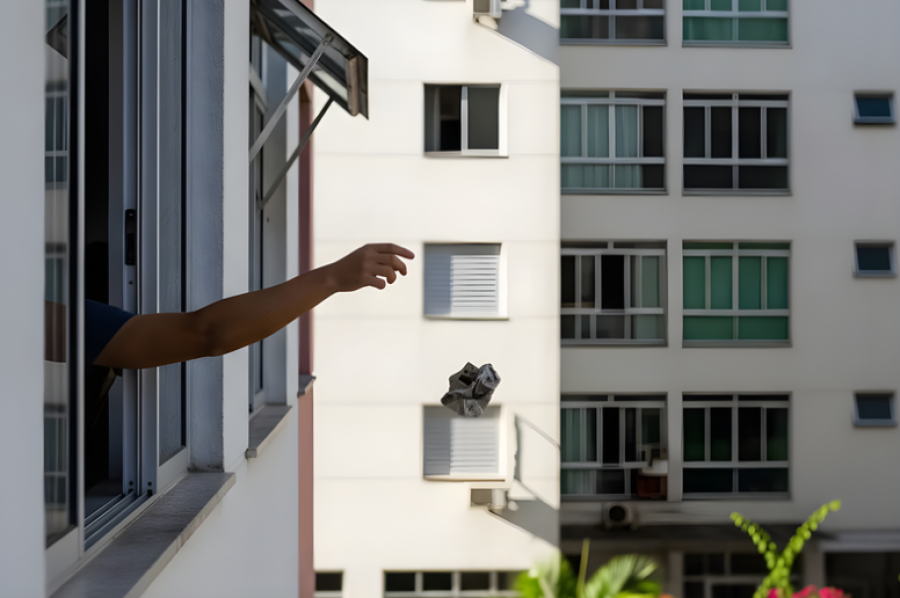 Condomínio é responsabilizado por ovo lançado de sacada que atingiu funcionário